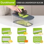 Ourokhome Mandolin Slicer with Handheld Spiralizer, Hand Safe Vegetable Shredder with 6 Mandoline Bles, Veggie Waffle Cutter for Potato, Carrot, Zucchini, Essential Kitchen Ggets (10 in 1, Gray)