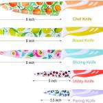 UPTRUST 10-piece Stainless Steel Kitchen Knife Set, Nonstick Coated with 5 Ble Guard, Multicolored Fruit Knives, Pioneer Woman Knife Sets