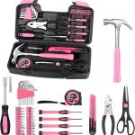 39 Piece All Purpose Basic Household Pink Tool Kit for Women - Small Tool Set with Toolbox Great for Home, Garage, Office and College Dormitory Use