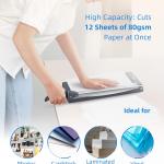 Firbon 12" Guillotine Paper Cutter with Hidden Ruler, Compact Heavy Duty 12-Sheet Capacity Trimmer for Cardstock, Photos, Scrapbooking, Office, Classroom, Studio (Gray)