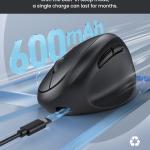 TECKNET Ergonomic Mouse, Bluetooth Wireless Vertical Mouse, Rechargeable Battery, Quiet Clicks, 4800 DPI justable, BT5.0/3.0 & 2.4G Connect, Easy to use, Wide Compatibility - Black