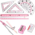 Compass Geometry Tool Protractor and Compass Set with Metal Box Drawing Compass with Rulers Math Compass Kit for Class Supplies and School 8 Piece