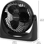 Basics Air Circulator Fan, Desk Fan for Bedroom, Home and Office, With 90-Degree Tilt He, 3 Speed Settings, Lightweight (4.2 LBS), 70 Watts, Black, 14.8"Wx7.6"Dx14.1"H