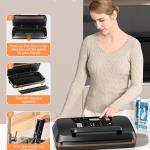 95kpa Vacuum Sealer Machine, Commercial Full Automatic Food Sealer, Food Vacuum Sealing Machine with Cutter, 10 Pre-cut Bags & Bag Rolls and Accessory Hose, Fully Starter Kits - Black Gold