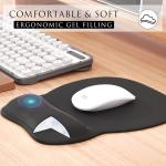 MROCO Ergonomic Mouse P with Gel Wrist Rest, Smooth Wrist Support Surface, Non-Slip PU Base for Pain Relief, Comfortable Mousep for Computer, Laptop, Office & Home, 9.4 x 8.1 in, Black