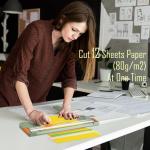 Firbon A4 Paper Cutter 12 Inch Titanium Straight Paper Trimmer with Side Ruler for Scrapbooking Craft, Paper, Coupon, Label, Cardstock (Morandi)