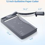 Firbon 12" Guillotine Paper Cutter, Heavy Duty 12-Sheet Capacity Trimmer for Cardstock, Photos, Scrapbooking, Office, Classroom, Studio (Gray)