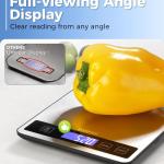 Food Scale - 15kg/33lb Digital Kitchen Scale with Full-View LCD Display, Grams and Ounces, Easy Clean Stainless Steel, 6 Units with Tare Function, Precise for Baking, Cooking & Meal Prep, Black