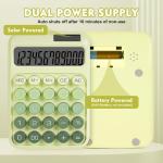 Mechanical Switch Calculator with Big Buttons, Calculators Desktop, 12 Digits, Solar Battery Power, Desk Calculator, Large LCD Display,Cute Green Calculators for Teachers Students Basic Office