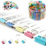 300 Pcs Binder Clips, Rubber Bands, Office Set, Paper Clips, School & Teacher Supplies for Office Desk Essentials (Assorted Sizes)