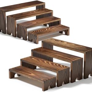 2 Set Large Wooden Tiered Risers Display Stands for Vendor Events,Stackable Wooden Cupcake Display Stand,Farmhouse Decor Wood Dessert Table Display Set,Vendor Booth Display Items,Food Display Risers f