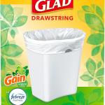 Gl Medium Trash Bags, 8 Gallon, Gain Original with Febreze Garbage Bags, With Odor Control and Drawstring, 80 Count