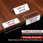 Thyle 50 Pcs Acrylic Rigid Shelf Label Holders for Library Supplies Shelf Labels with Dots Clear Desk Name Plate Store Bakeries Shelves Display Markers 1.25 x 3 Inch