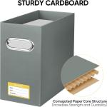 BALEINE File Organizer Box, Cardboard File Folder Organizer with Handle for Letter Size, Portable Collapsible Hanging Filing Box for Home Office Document Storage (2 Pack, Grey)