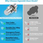 Signstek Keyless Entry Door Lock,Door Knob with Keyp，Smart Code Door Lock,Mute Mode,Passage Function, Easy to Install,Oil Rubbed Bronze