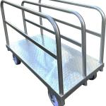 Steel Panel Truck Cart Platform Truck, Heavy Duty Lumber Drywall Dolly, 6" Swivel Brake Casters, 3 Side Handrails, Hold up to 2000lbs (39" x 24")