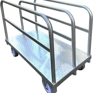 Steel Panel Truck Cart Platform Truck, Heavy Duty Lumber Drywall Dolly, 6" Swivel Brake Casters, 3 Side Handrails, Hold up to 2000lbs (39" x 24")