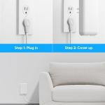 Flat Extension Cord with Outlet Cover, Flat Plug Power Strip with 6 Outlets and 3 USB Ports, 2000 Joules Surge Protector, 5 FT Cord Hidden Outlet Extender for Tight Spaces, White