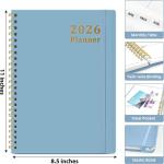 2026 Planner, Weekly and Monthly Calendar Planner, January 2026 - December 2026, Hardcover 2026 Calendar Book with Tabs For Women & Men, Inner Pocket, Spiral Bound, Perfect for Office Home School Supp