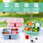 Caperci 4 Pack Bento Snack Boxes Lunchable Containers for Kids & ults, Wheat Straw 4-Compartment Reusable Food Storage Containers for Snacks & Small Meal (Multicolor & Clear Lids)