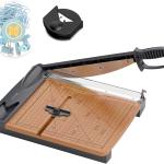 12'' Wood Guillotine Paper Cutter, Heavy Duty Wood Base Paper Trimmer with 32 Sheets Capacity Paper Cutting Board for Classroom, Crafting, Cardstock, Art Projects