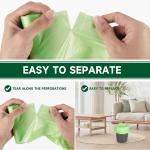 Biodegrable Small Trash Bags 4 Gallon, 105 Counts Unscented Bathroom Trash Bags, Easy Tearing Small Garbage Bags for Bathroom Bedroom Office, Green