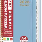2026 Planner, Weekly and Monthly Calendar Planner, January 2026 - December 2026, Hardcover 2026 Calendar Book with Tabs For Women & Men, Inner Pocket, Spiral Bound, Perfect for Office Home School Supp