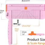 Firbon A4 Paper Cutter 12 Inch Titanium Straight Paper Trimmer with Side Ruler for Scrapbooking Craft, Paper, Coupon, Label, Cardstock(Pink)