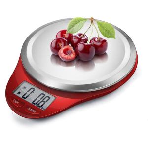 Food Scale, NUTRI FIT Kitchen Scales Digital Weight Grams and Ounces Large Stainless Steel Platform for Baking Cooking Weight Loss, High Accuracy Bre Coffee Scale, 1g Increment Tare Function, Red