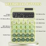 Mechanical Switch Calculator with Big Buttons, Calculators Desktop, 12 Digits, Solar Battery Power, Desk Calculator, Large LCD Display,Cute Green Calculators for Teachers Students Basic Office