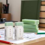 2pcs Green Eraser, Traceless Matcha Green Eraser, Creative Pencil Erasers, Crumbless Wiping Tools Correction Supplies, 4B Art Erasers Standard Pencil Erasers