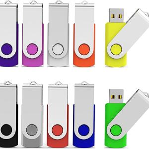 Aiibe 10 Pieces 32GB USB Flash Drive 10 Pack USB 2.0 Memory Stick Thumbdrives (Mix Colors : Black Blue Red Green Orange White Yellow Pink Purple Silver)