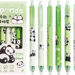 6 Pcs Cartoon Retractable Pens Gel Ink Pens Cute Panda Pen 0.5mm Black Ink Writing Pen Office School Supplies for Women Girls (Panda)