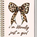 Cheetah Leopard Print Bow Notebook Journal Gifts for Women Girls,I'm Literally Just a Girl Leopard Print Spiral Notebook,Pink School Office Supplies, Supplies 5.5x8.3 Inch