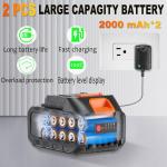 Cordless Leaf Blower Portable Dust Cleaner Handheld 500000RPM Compressed Air Duster, Electric Blower with 2 Battery and Charger&justable Speed for Lawn Care,Patio Cleaning,Drying,Camping