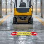 5 Pack Stop Look Out for Forklift Traffic Floor Sticker 24 × 6 Inches Caution Warning Safety Sign Self hesive Vinyl Waterproof Anti-Slip Signage for Construction Site Warehouse Workplace