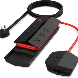 Monster Power Center Vertex Surge Protector with Detachable USB Power Strip, Surge Protector Power Strip - 6 AC Outlets, 2 USB-A Ports &1 USB-C Port