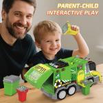 Trash Truck Toy with 4 Trash Bins | Front Lifting Frame for Garbage Disposal | Waste Management Garbage Truck Toys | Light & Sound Effects | Holiday and Birthday Gift for Boys & Girls