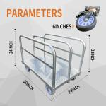 Steel Panel Truck Cart Platform Truck, Heavy Duty Lumber Drywall Dolly, 6" Swivel Brake Casters, 3 Side Handrails, Hold up to 2000lbs (39" x 24")