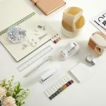 Marspark Office Desk Accessories 12 Pcs Office Supplies Set 360° Rotating Pen Holder, Stapler, Tape Dispenser, Scissor, Sticky Notes, Binder Clips, Desk Organizers Gift for School (Beige)