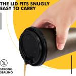 RACETOP 16 oz Disposable Coffee Cups with Lids 100 Pack, Coffee Colored Paper Coffee Cups with Lids, To Go Cup with Lid