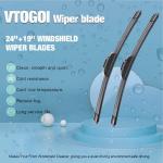 VTOGOI OEM Quality 24''+19'' Premium All-Season Auto Windshield Natural Rubber J-Hook Wiper Bles(Pack of 2)