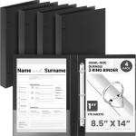 Henoyso 4 Pcs Legal Size Durable 3 Ring 1 Black Binder for 8.5 x 14 Paper Hold up to 175 Sheets Round Ring Binders for Artwork Blueprints, Office, Home, Work Places