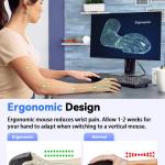 TECKNET 2.4G Ergonomic Mouse Vertical Wireless - 4800 DPI Optical Carpal Tunnel Mouse Right Hand, 5 justable DPI, Quiet Clicks, 6 Buttons for Laptop, Desktop, PC, Computer - Black