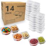 14 Set Reusable Snack Containers with Lids, BPA-Free Leakproof Portion Control Containers for ults & Kids, Divided Mini Food Storage for Lunch, Sal Dressing, Condiments