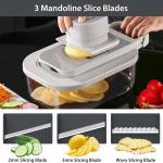 11-in-1 Vegetable Chopper for Kitchen, Food Chopper with Container, Mandoline Slicer Onion Dicer, Veggie Cutter for Fruit Sal Kitchen Ggets Essential Tools (Grey)