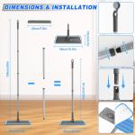Microfiber Mops for Hardwood Floor Cleaning - BPAWA Flat Floor Mop with 4 Washable Ps for Laminate Wood Tile Vinyl Home Kitchen Bathroom - 59" justable Handle