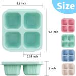 8 Pack Bento Snack Containers Set， 4 Compartment Food Storage Containers ，Wheat Straw Meal Prep Lunch Box ，Plastic Food Storage container, Microwave and Dishwasher Safe (8pack（4colour)
