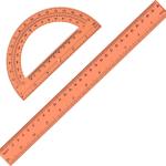 Zonon 2 Pack 12'' Plastic Ruler and 6'' Plastic Protractor Set Clear Ruler Protractor Set Math Geometry Supplies for School Classroom Home Office Drawing(Orange)