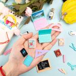 30Pcs Mini School Supplies, Doll School Supplies Includes Mini Doll Backpack Laptops Glasses Blackboard Book Palette Paper Ruler Scissors Calculator for Dolls Accessories Set